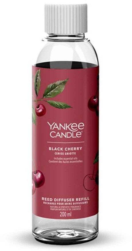 Yankee lys - refill til duftpinde 200 ml - sort kirsebær