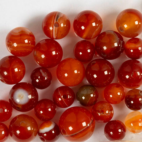 Creativ company agatperler, d 6+8+10 mm, hulstørrelse 0,9-1 mm, ca. 28 stykker, brændt orange, rød, 28 styk 1 æske