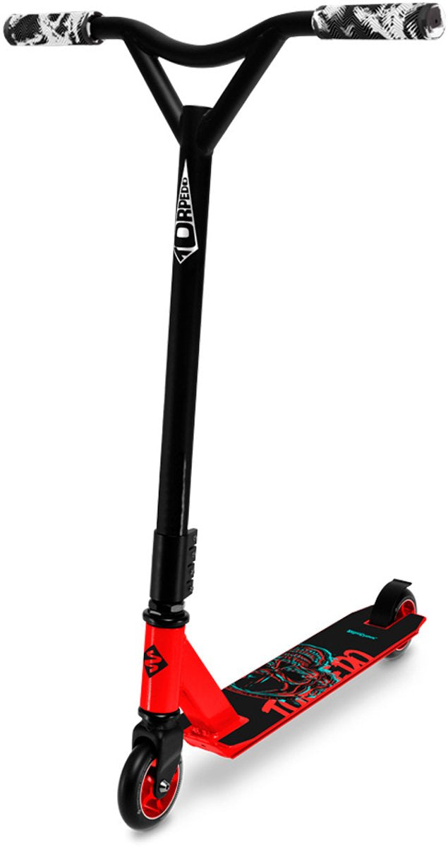 Streetsurfing street surfing torpedo stunt scooter begynder – freestyle trick scooter – 100 mm hjul – skatepark pro scooter – rød