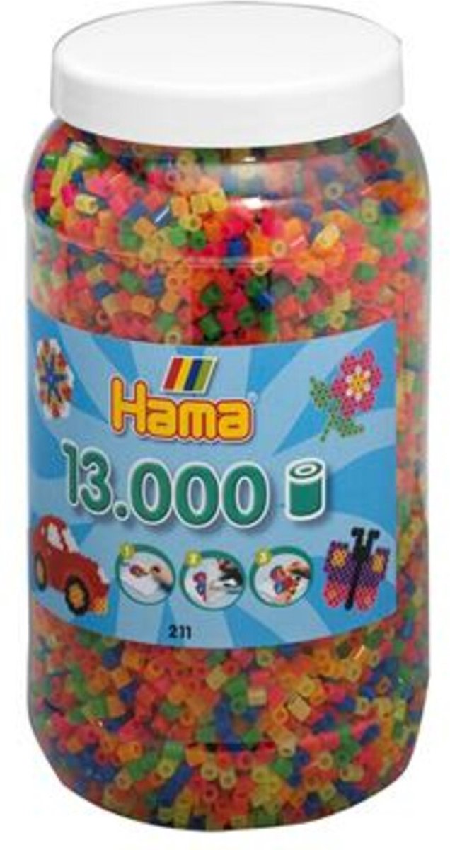 Hama - jern på perler ton - 13.000 stk neon