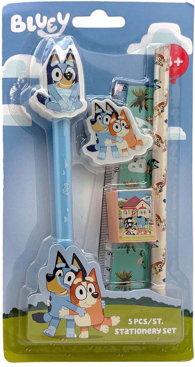 Umærket sans marque bluey skrivesæt - 5 stk..