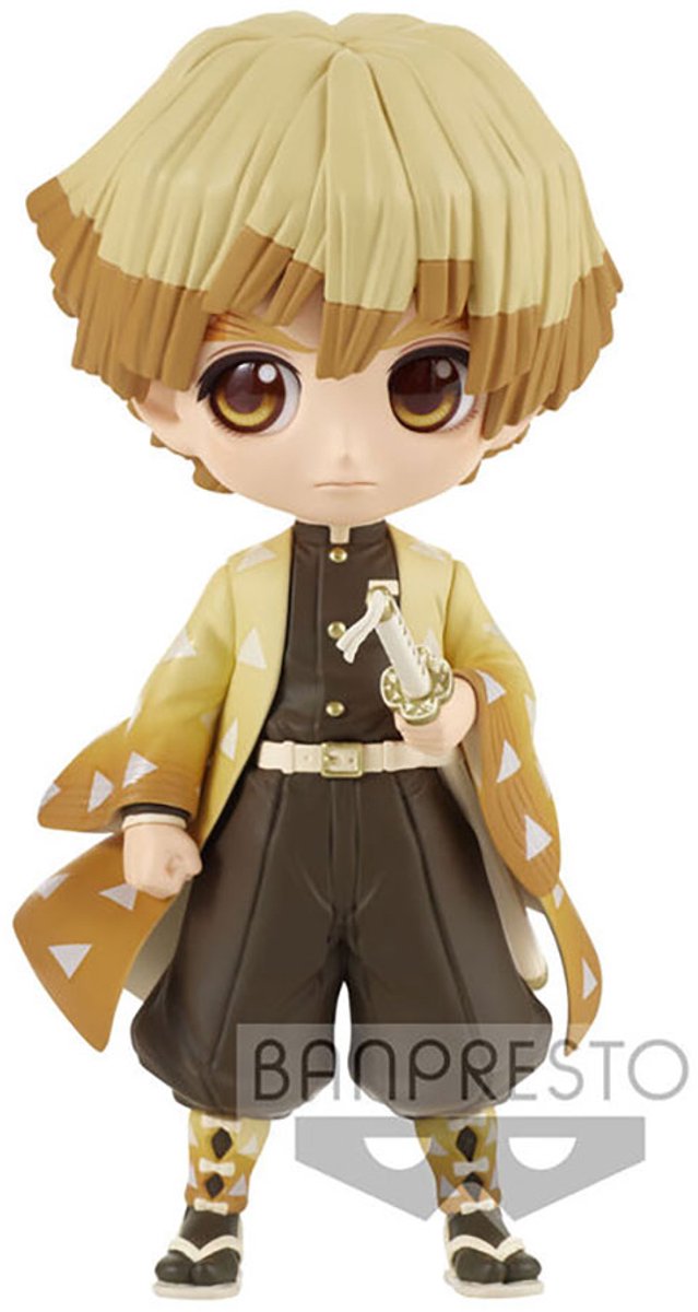 Banpresto demon slayer zenitsu agatsuma demon q posket figur 14 cm gul