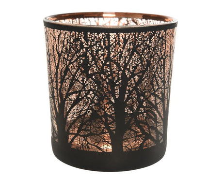 Decoris fyrfadsstage træglas sort 8cm