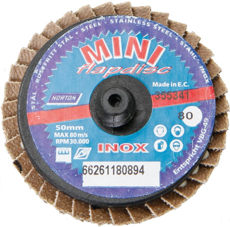 Norton lamellenscheibe mini flap x-treme skive 50mm p80