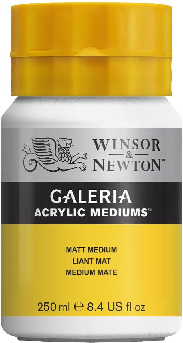 Winsor Newton 3040821 Galeria Matt Medium 250ml – Akryl Medium for mat finish Øget gennemsigtighed