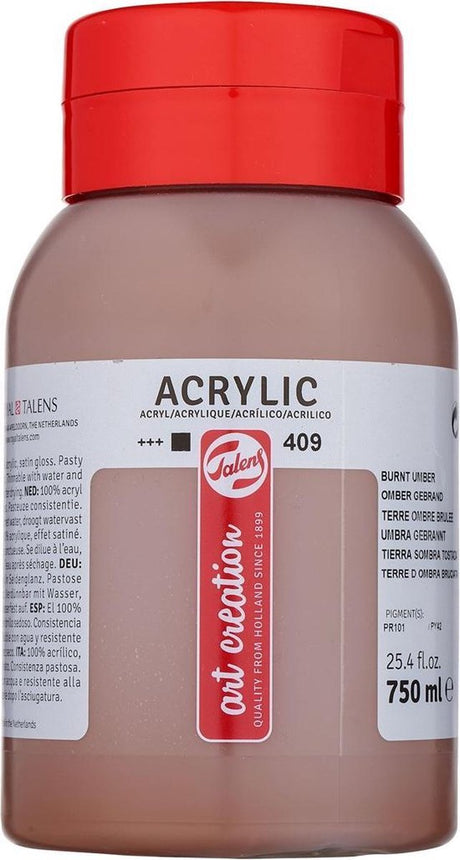 Talens art creation acrylverf pot 750 ml omber gebrand 409