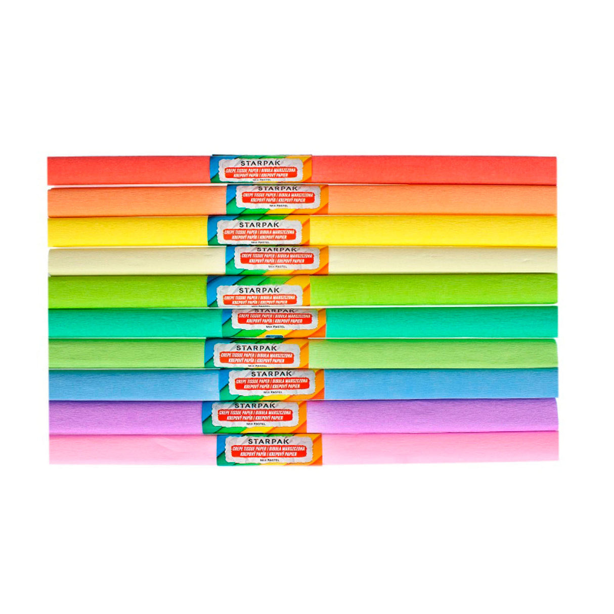 Crepepapir pastel, 10 stk.