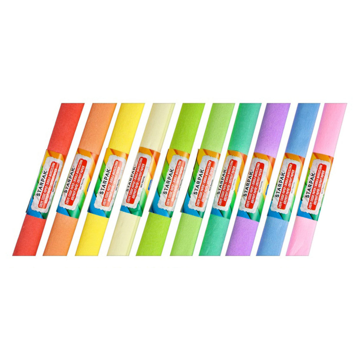 Crepepapir pastel, 10 stk.