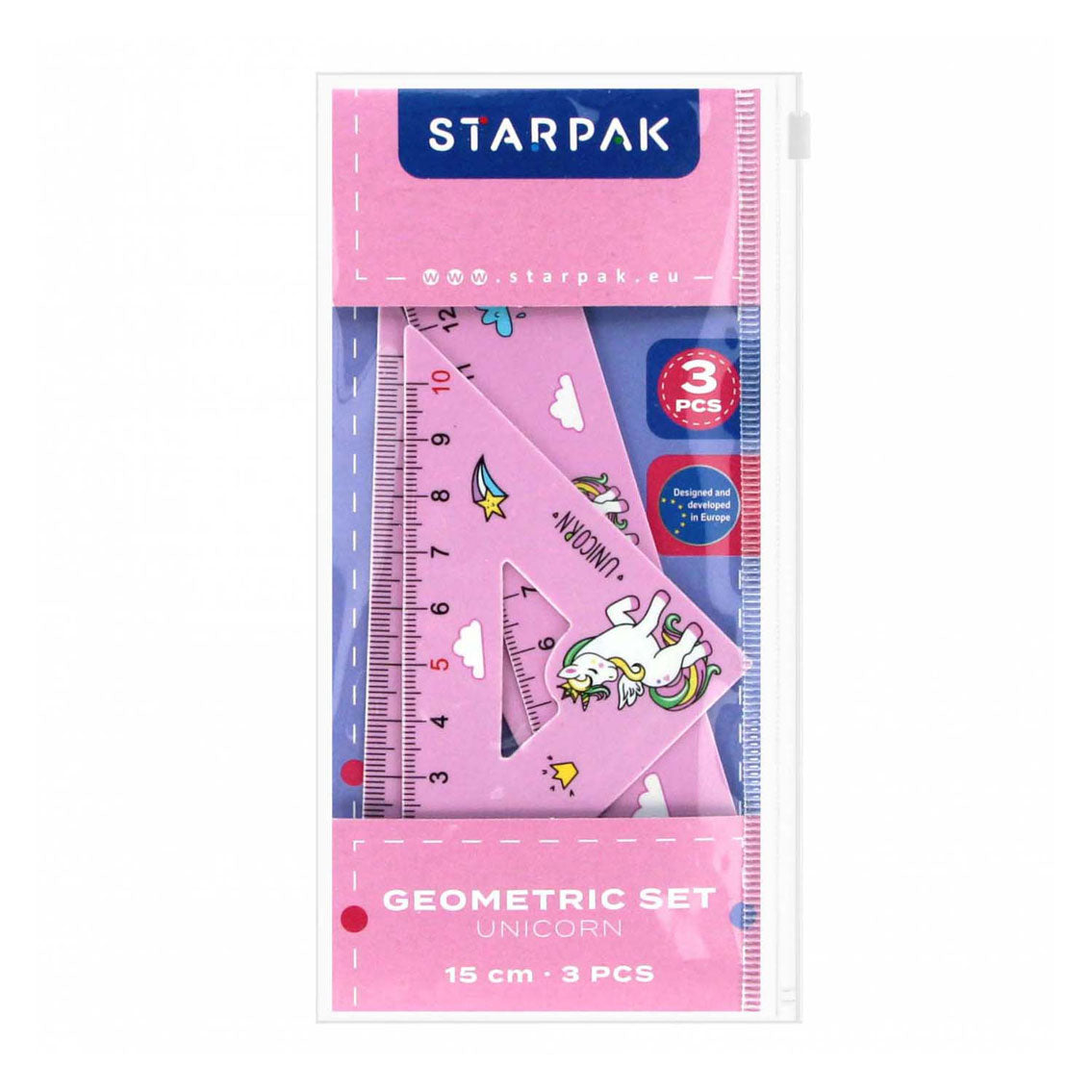 Geometrisk sæt enhjørning 15cm, 5 stk.