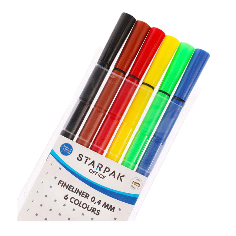 Fineliner rund 0,4mm, 6 stk.