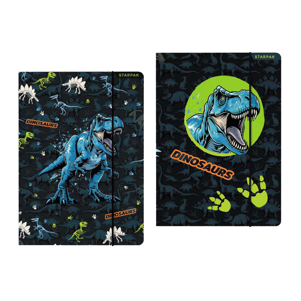 Mappe med elastisk a4 dinosaur