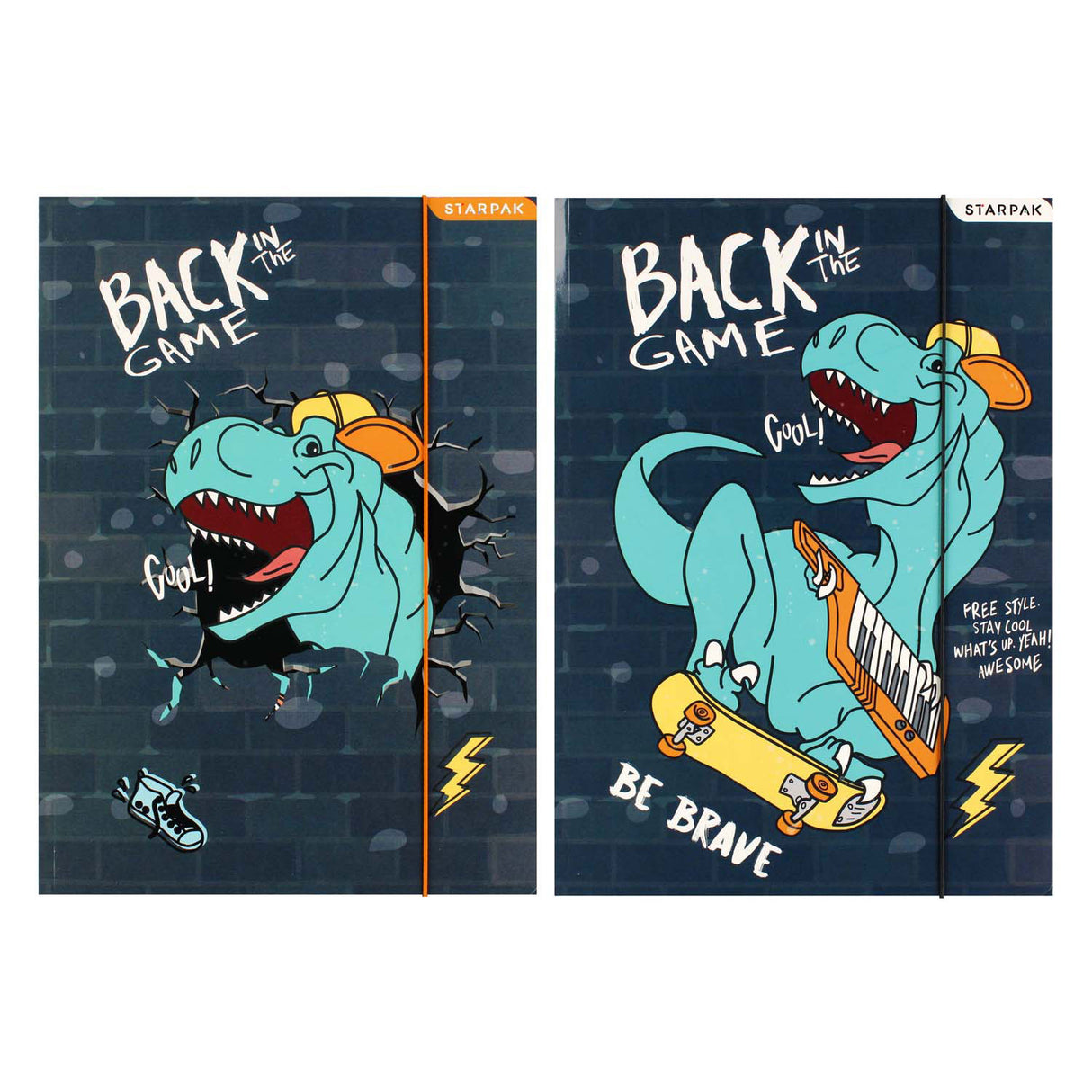 Mappe med elastisk A4 skate dino