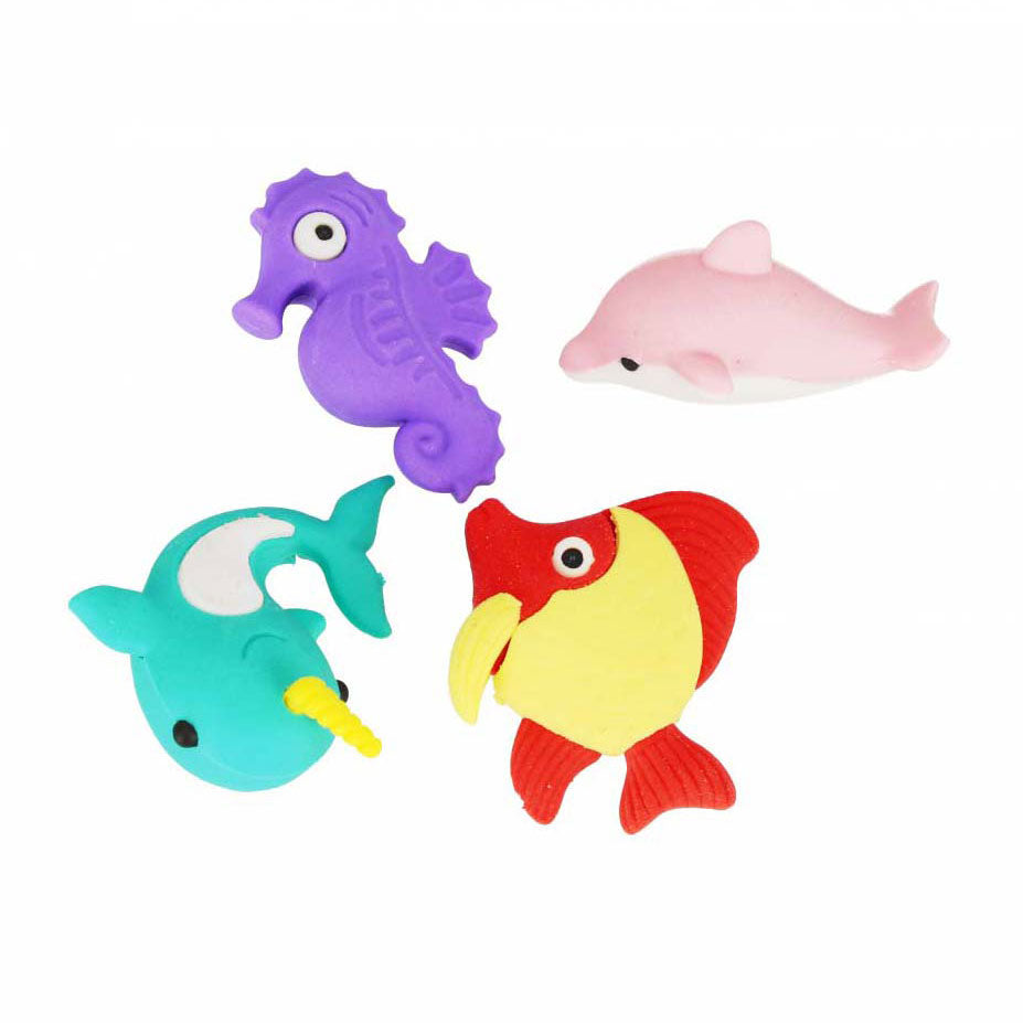 Viskelæder 3d puslespil fisk, 4 stk.