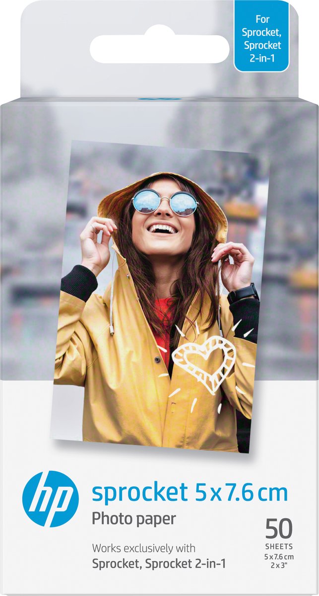 Hp sprocket - selvklæbende fotopapir - 5 x 7,6 cm - 50 ark