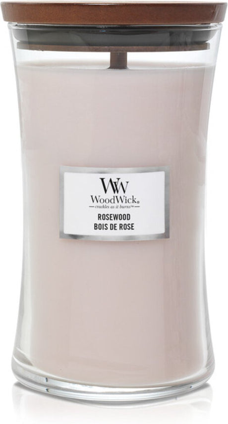 Woodwick timeglas stort duftlys - palisander - 130 brændetimer