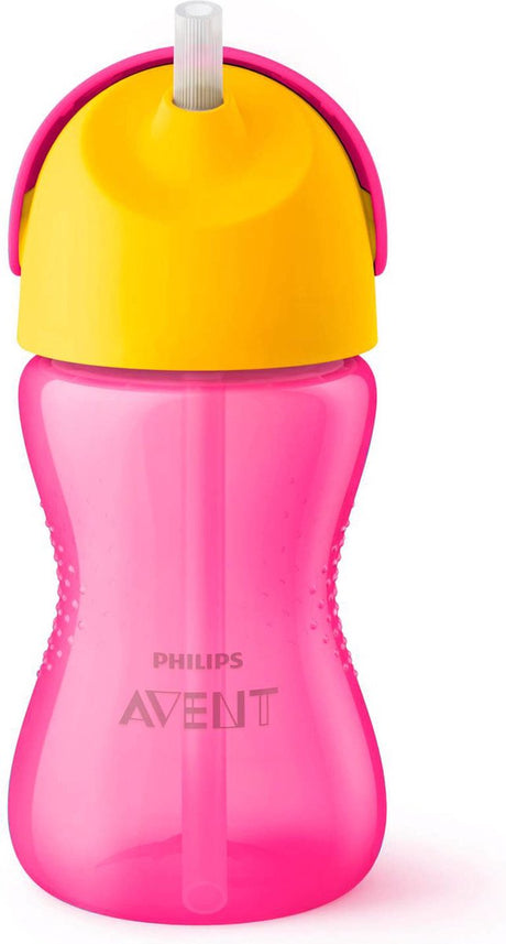 Philips avent drikkekop med sugerør - 12+ måneder - 300 ml - pink gul - scf798 02