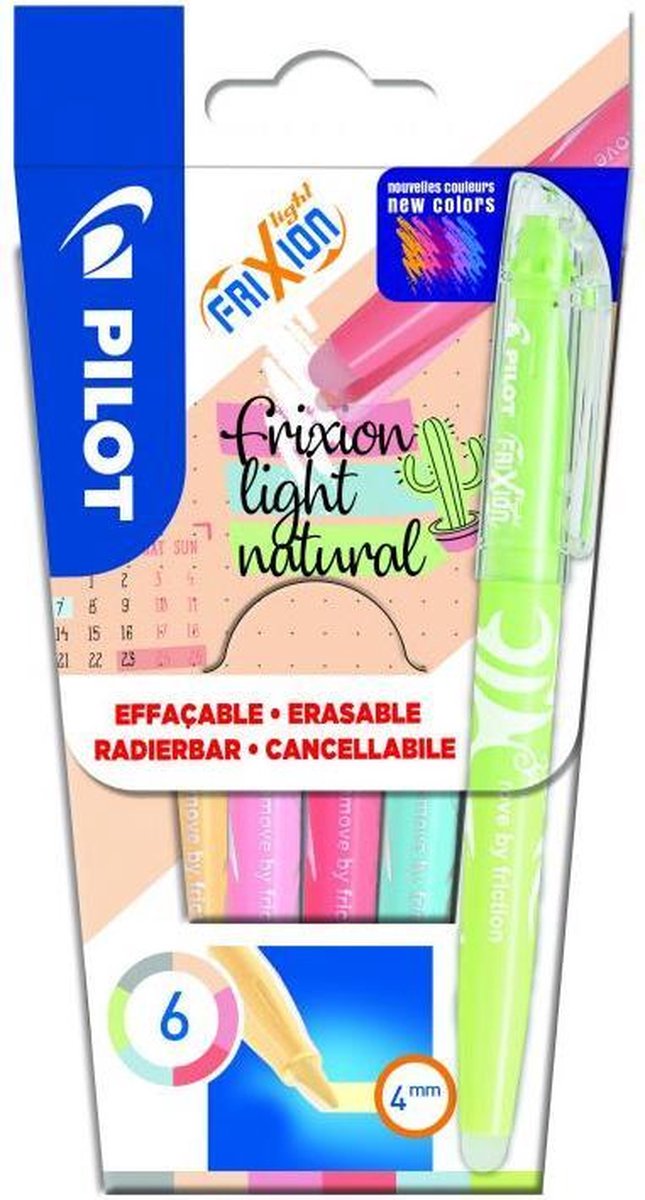 Pilot frixion light natural - pung med 6 markører