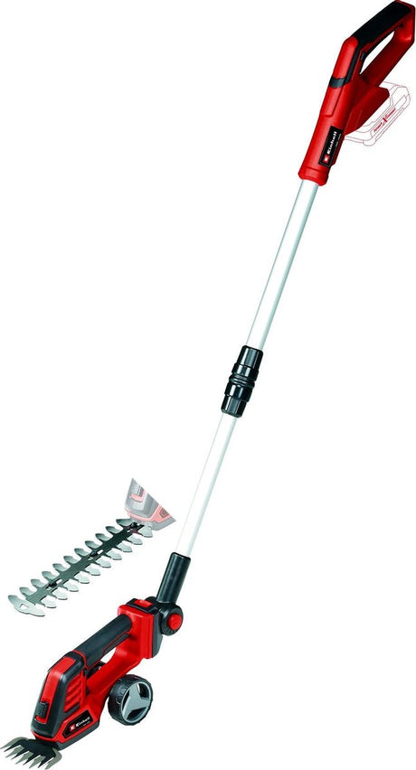Einhell batteri græshækkeklipper ge-cg 18 100 li t solo - power x-change - 18 v li-ion - teleskophåndtag - klippebredde græssaks: 10 cm - klippebredde hækkeklipper: 20 cm - ekskl. batteri og oplader