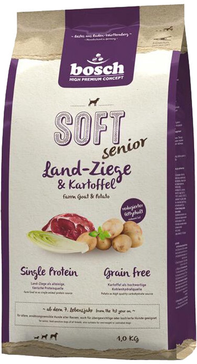 Bosch blødt senior hundefoder - gedekartoffel - 2,5 kg