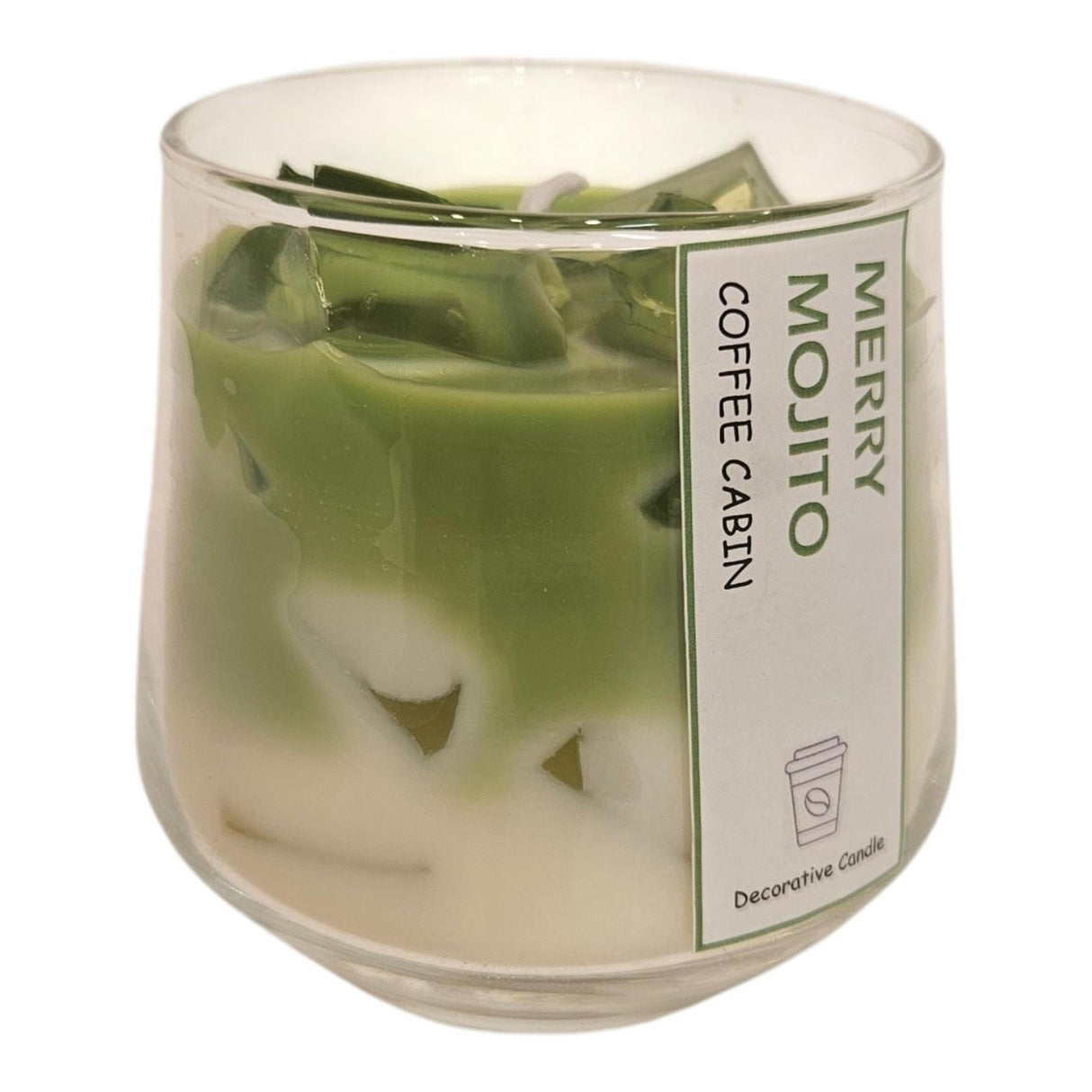 Palæ atmosfære duftlys i glas glad mojito hvid grøn 8,4x11,5 cm