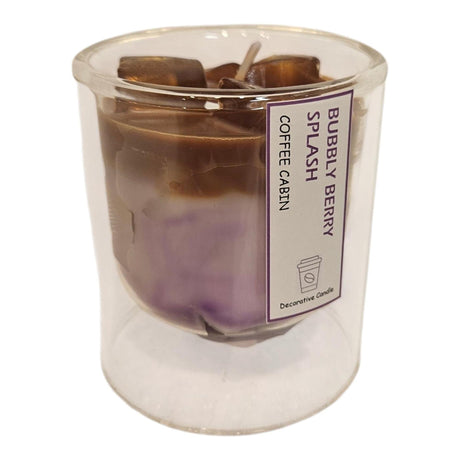 Mansion atmosfære duftlys i glas boblende bær sprøjt lilla brun 7,4x8,4 cm