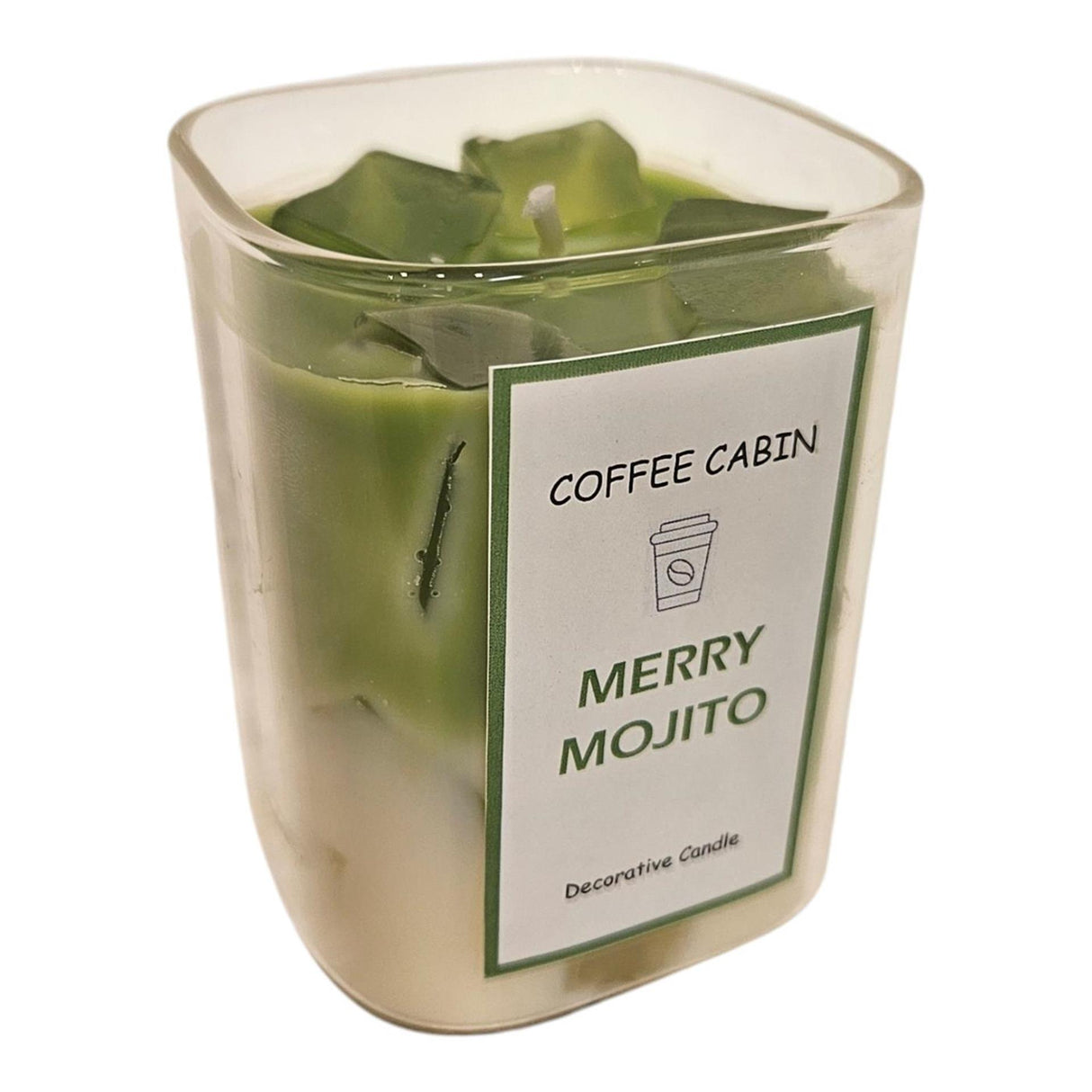 Palæ atmosfære duftlys i glas lystig mojito hvid grøn 6x8cm