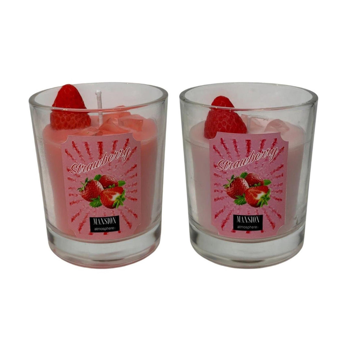Mansion atmosphere geurkaars in cocktailglas aardbei ã˜8xh9,2cm
