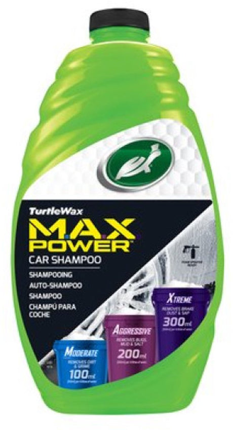 Turtle wax max-power bilvask - 3 niveauer af rengøringskraft - med kraftige rengøringsboostere - til fjernelse af insektstænk, kraftigt snavs bremsestøv - superskummende - 1,42 liter