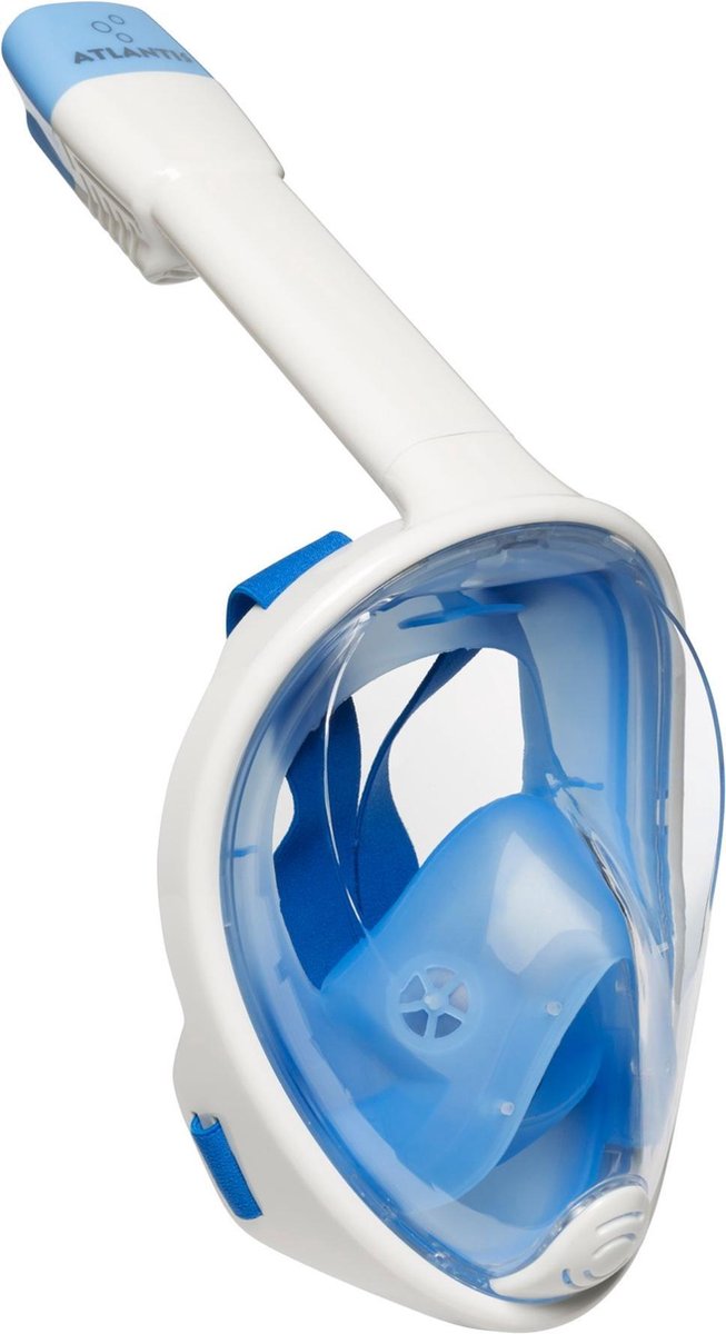 Atlantis snorkelmaske - dykkerbriller - snorkel - snorkelsæt - helmaske - voksne - hvid blå - L XL