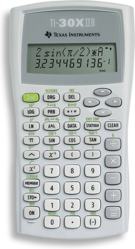 Texas instruments ti-30x ii b – skoleberegner – videnskabelige funktioner – til ungdomsuddannelser – grå