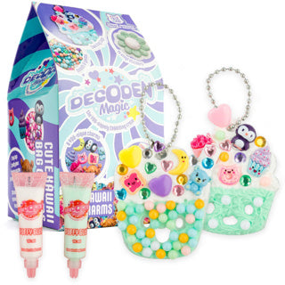 Gear2play decoden magic - mini: sød kawaii - håndværkssæt med taskevedhæng - hævet lim, perler og charms