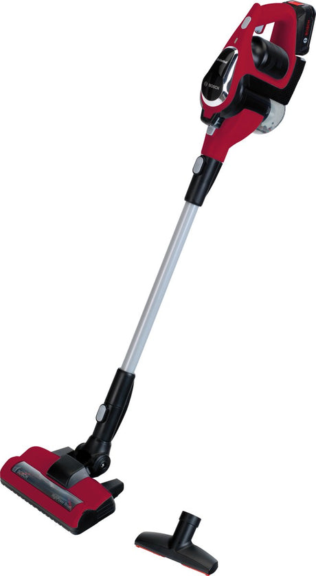 Klein toys bosch unlimited støvsuger rød - 16x16x80 cm - inkl. roterende og aftagelig gulvmundstykke - rød