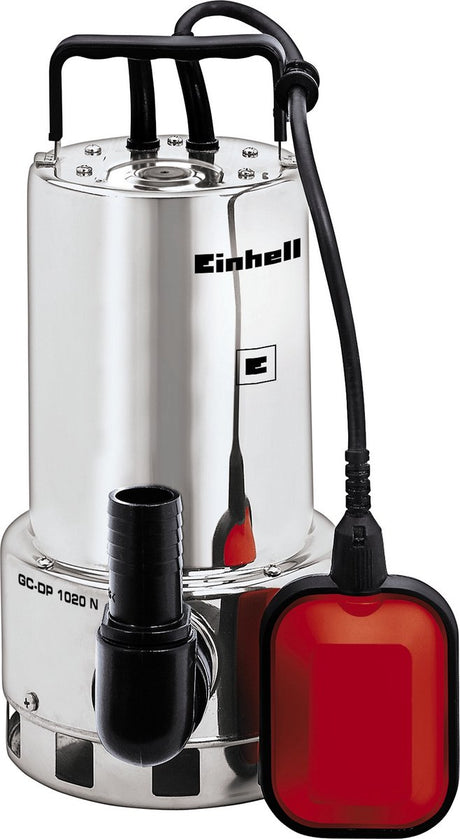 Einhell elektrisk snavsvandspumpe gc-dp 1020 n - 1000 w - 18000 l h - snavs op til ø20 mm - trinløst justerbar svømmerafbryder - rustfrit stålhus - inkl. universal slangetilslutninger