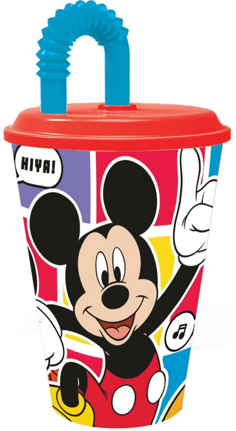 Mickey mouse drikkekop med halmbarn - - 430ml