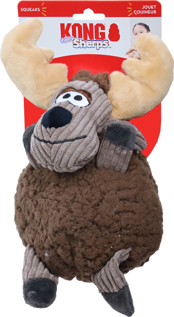 Kong sherps floofs store elge hundelegetøj | plys elg med fløjlsdetaljer
