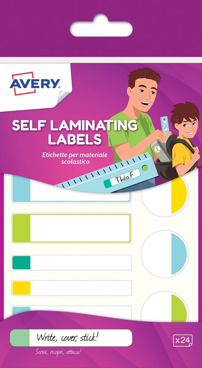 Plasticiseret etiket avery assorteret - 24 etiketter