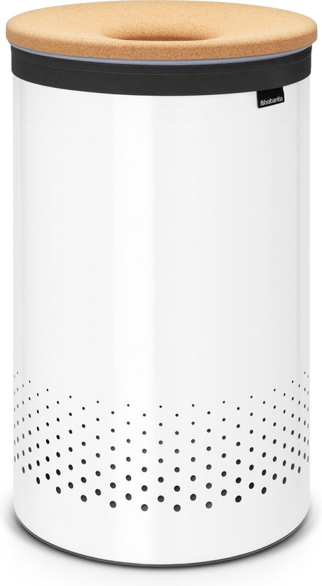Brabantia vasketøjskurv - med låg - 60 l - hvid kork låg