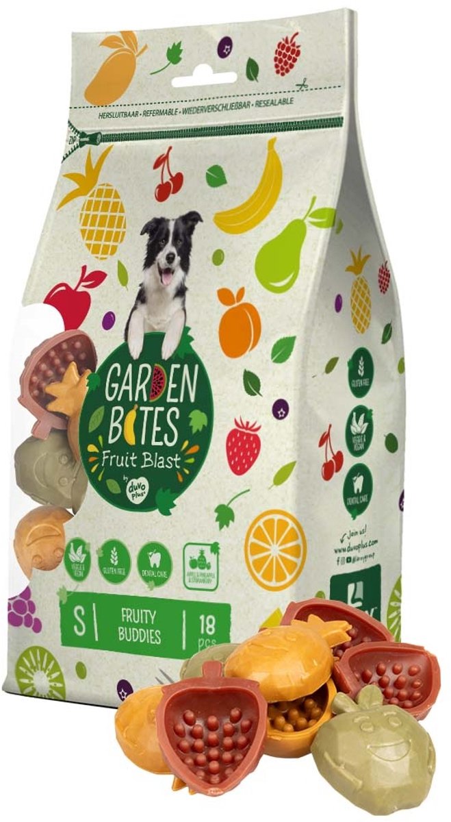 Havebid duvoplus - frugtagtige hundesnacks til hunde - hundegodbidder - vegetarisk glutenfri - små 18 stk.