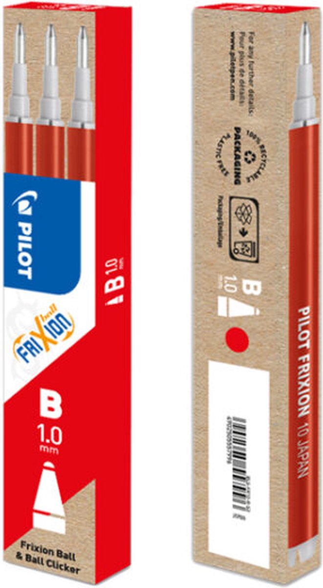 Pilot kuglepen refill frixion kugleklikker, rød, etui med 3 stk. 12 stk.
