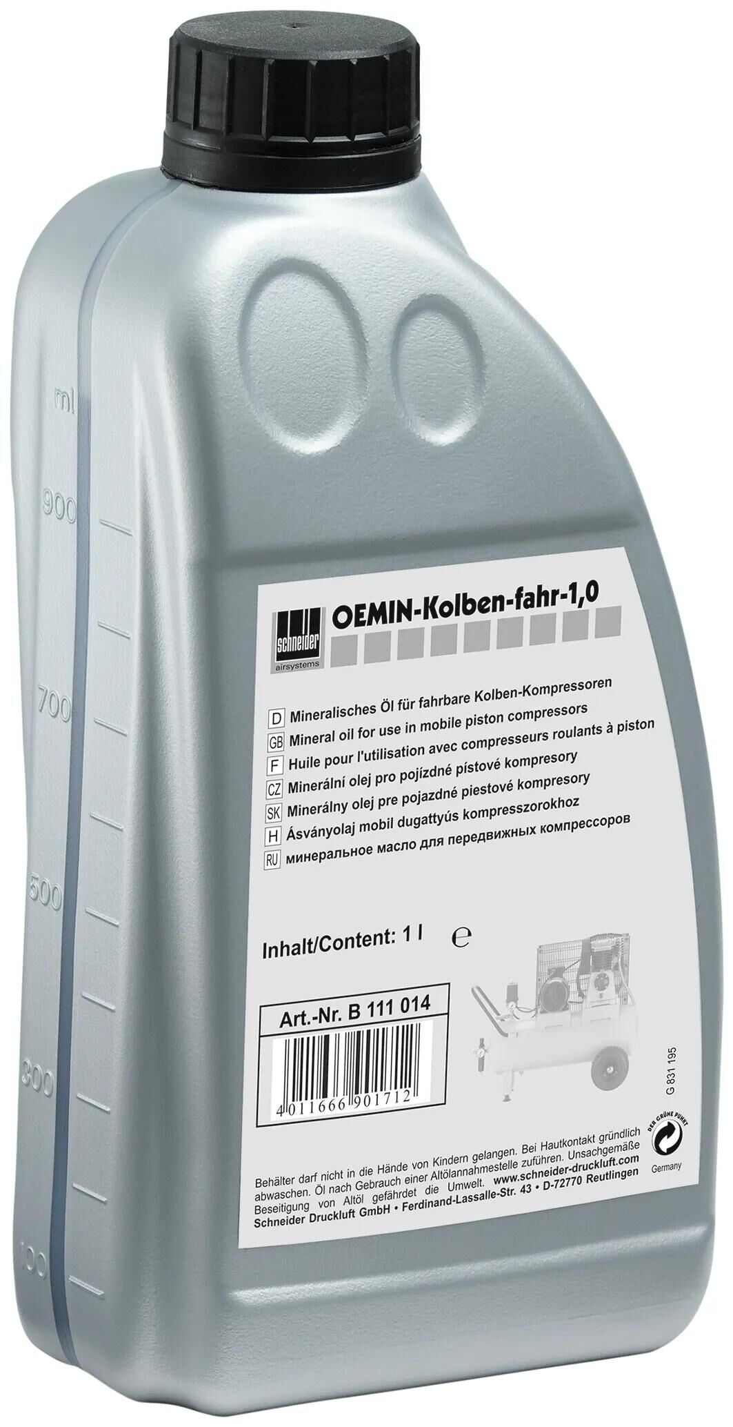 Schneider airsystems schmieröl oemin spec. olie schneider 1.0l f. stempelkomp.