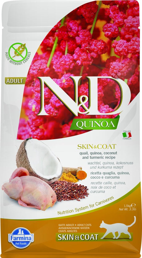 Farmina dyrefoder farmina n d quinoa - voksen kat - skin coat vagtler - 1,5 kg