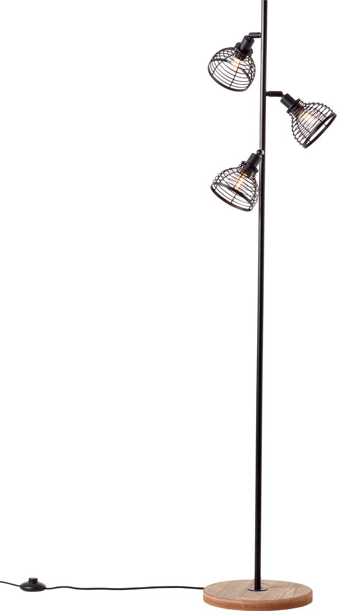 Brilliant avia - gulvlampe - e27 max 3x40w - sort træfarve