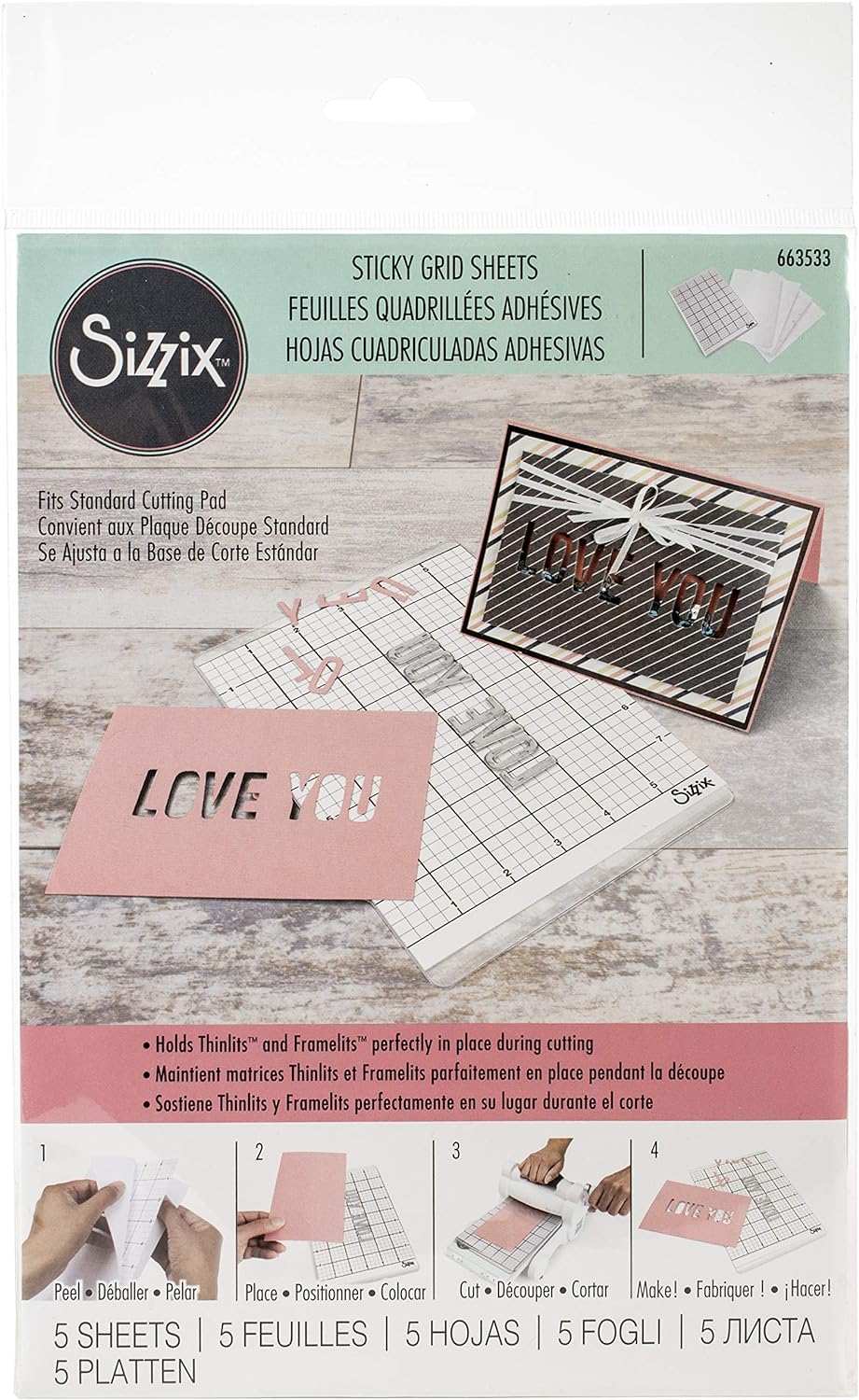 Sizzix • klæbende gitterark 15,24x21,59cm 5 stk.