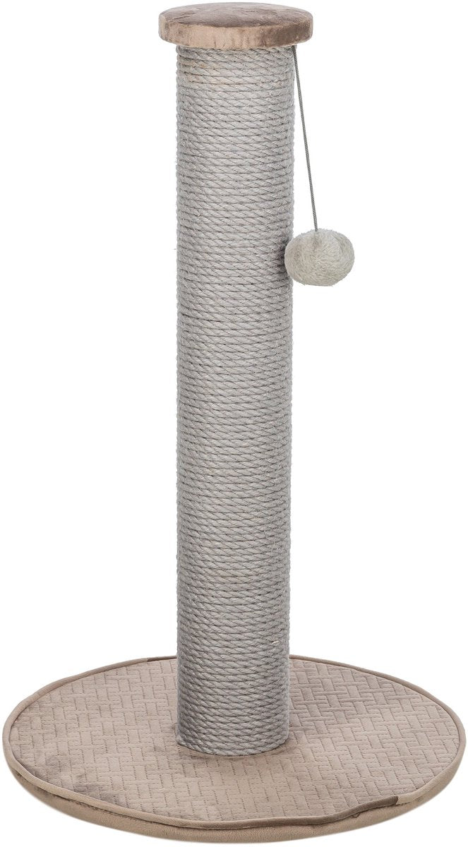 Trixie kradsestolpe taupe - juteindpakning, kompakt model 38x38x64 cm - plysbetræk