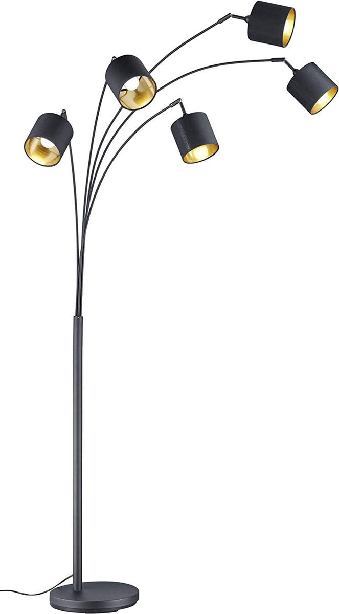 Rl live your light reality tommy gulvlampe - sort - guld farve - excl.5xe14 - ip20 - h200cm