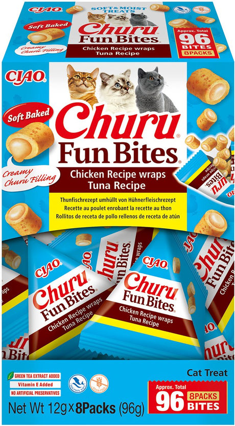 Inaba ciao churu sjove bider saftige kibble kat snack tun varianter 8x12g