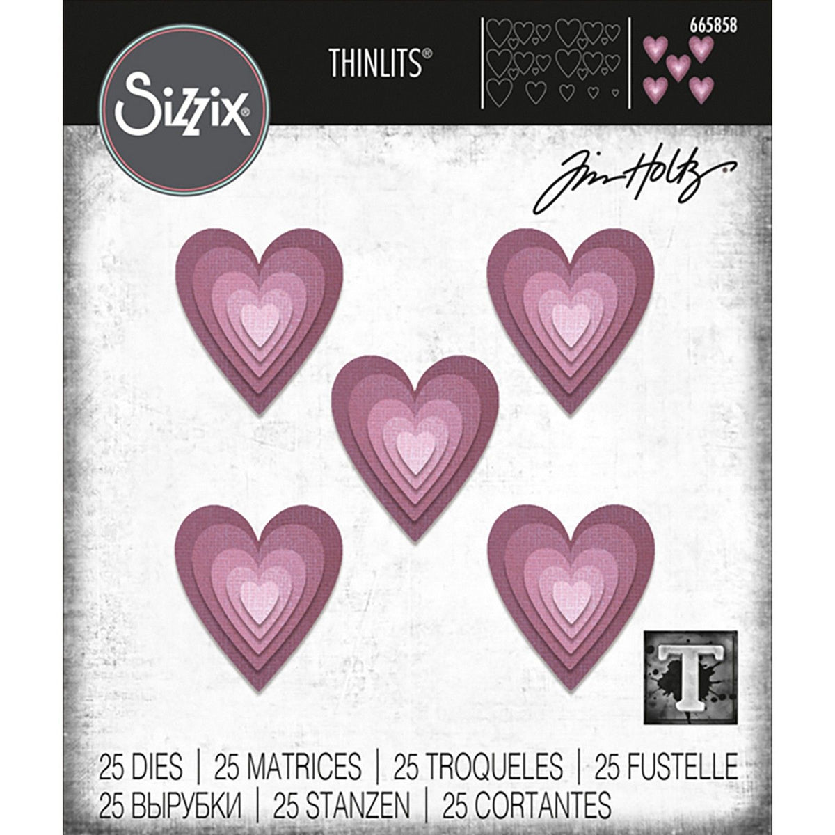 Sizzix • tim holtz thinlits die sæt stablede fliser hjerter 25 stk