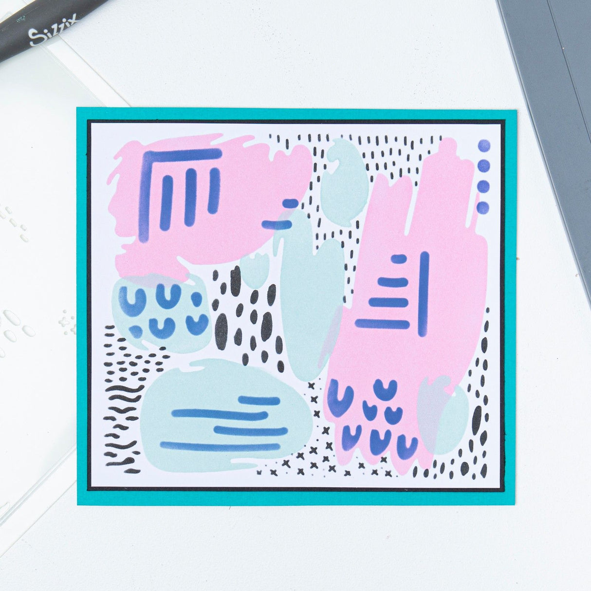 Sizzix • lagdelte stencils abstrakt markerer 4 stk