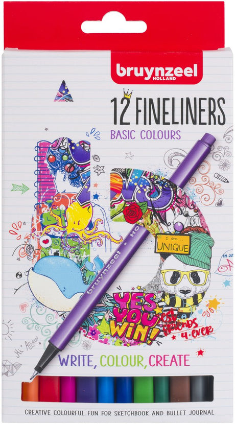 Bruynzeel fineliners, 12 stk.