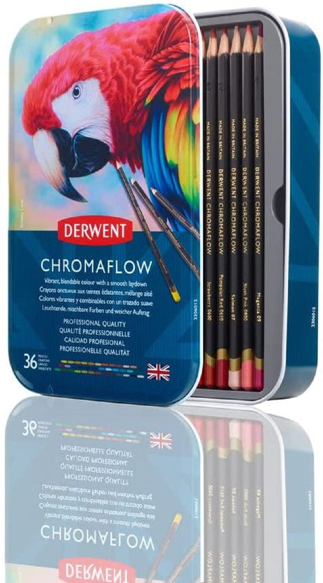 Derwent chromaflow farveblyanter - sortiment i dåse - 3,5 mm - 36 stk.